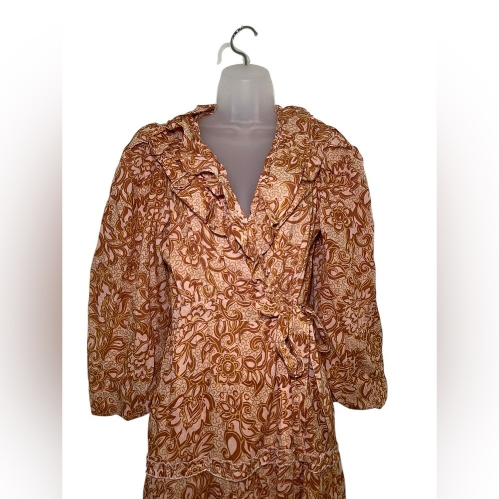 House of Harlow 1960 Aditi Wrap Maxi Dress Nude Floral Size Small - Picture 4 of 6